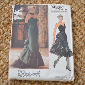 VTG Vogue Bellville Sassoon Original 1471 Sewing Pattern Gown Dress SZ 10 UNCUT